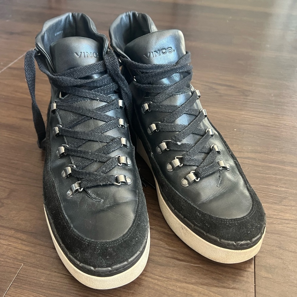 Vince Soren Black Lace-Up Combat Winter Water-Repellent Boots